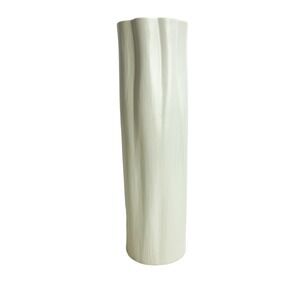 Global Views Tall Ceramic Flower Vase Textured 13.25” Textured White